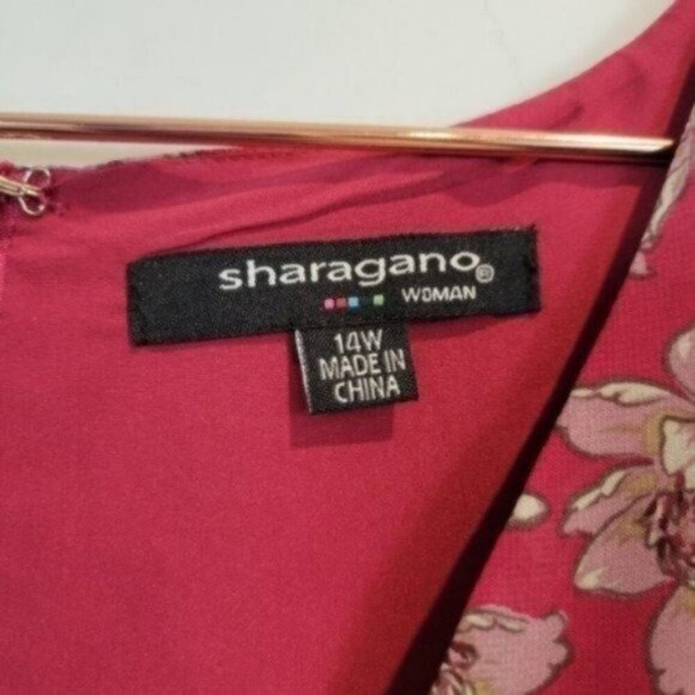 Sharagano Floral Faux Wrap Midi Dress Pink Plus NWT - Picture 7 of 14